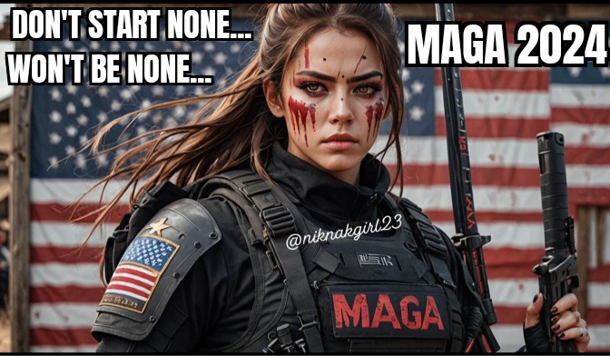 #MAGA2024 Yall haven't seen me go apocalypse mode yet, lol. They are pushing it that way, aren't they? I'll look something like this. 😉