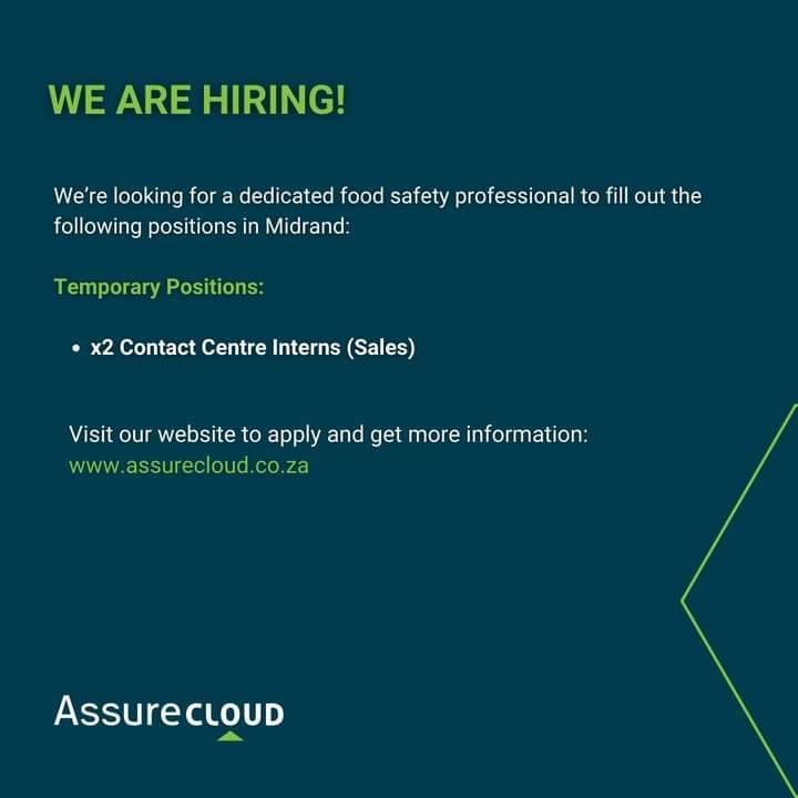 Assurecloud 📌X2 Contact Centre Agents - Midrand Requirements: *Recently graduated with a bachelor’s degree in Microbiology. Apply now assurecloud.co.za/careers/
