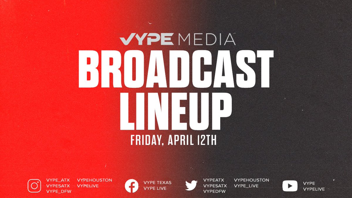 Check out tonight's broadcast lineup LIVE on @vypeatx @vypehouston vype.com/vype-live-line…