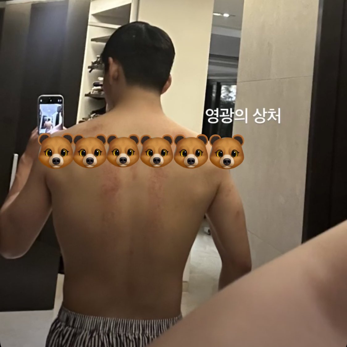 🐻 @BTS_twt Tae’s shoulder is at the moment 5-and-a-half 🐻 emojis Each emoji are 0.6cm. IF let’s say the ratio is 1:20, then each 🐻 is equal to 12cm IRL, which brings us to 66cm shoulder width*… 🧮📏✏️ P.S. Not actual measurement. Not to be taken seriously. #BTS #Taehyung