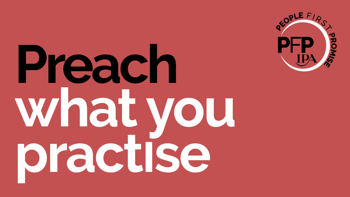 The_IPA's tweet image. Preach what you practise with the #PeopleFirstIPA Promise.
 
If you are investing in the mental health and wellbeing of your people, let them, your future talent, your clients and the wider world know about it.  

Make your promise: ow.ly/2Erv50QA6q5