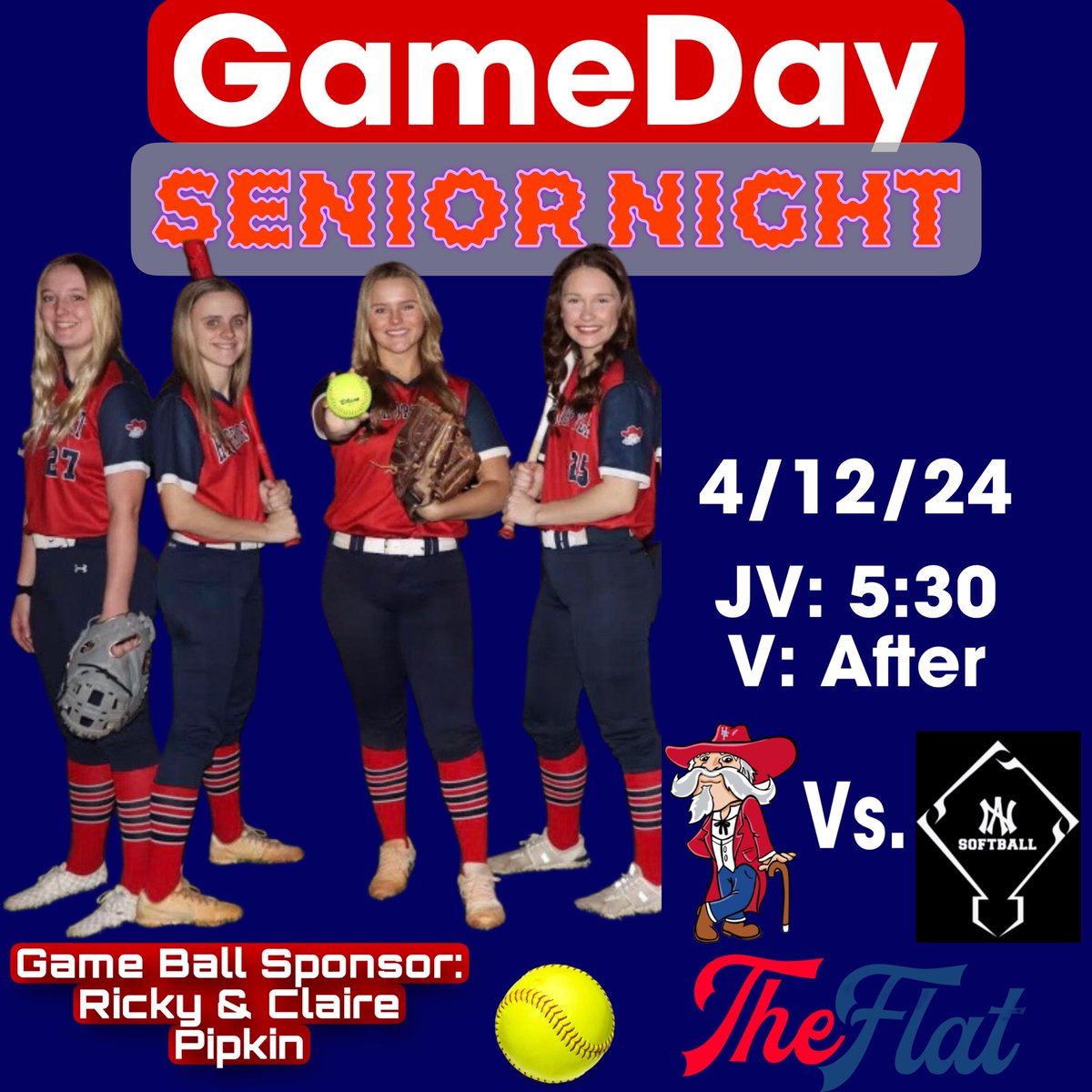 HF_RebsSB's tweet photo. The #TrackSideTribe 🥎🚂 takes on New Albany tonight!

It’s SENIOR NIGHT as well, so come out and support The Lady Rebs, Honor our SENIORS, and cheer them on to victory on #TheFlat!

@HF_Rebels 
@TheFlat_333 https://t.co/kMNYIAdYXY