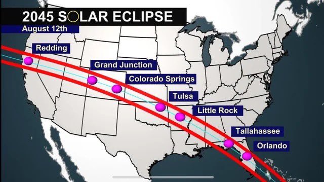 2045 Total Solar Eclipse path in US