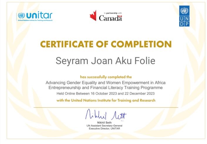 Thank you @UNITAR, @UNDP & the Canadian commission for the empowerment. My Entrepreneurial journey as a woman has a future with the knowledge impacted through #EdApp . 
Our Farms look forward to growth to impact not only this generation but the many to come & our world at large.