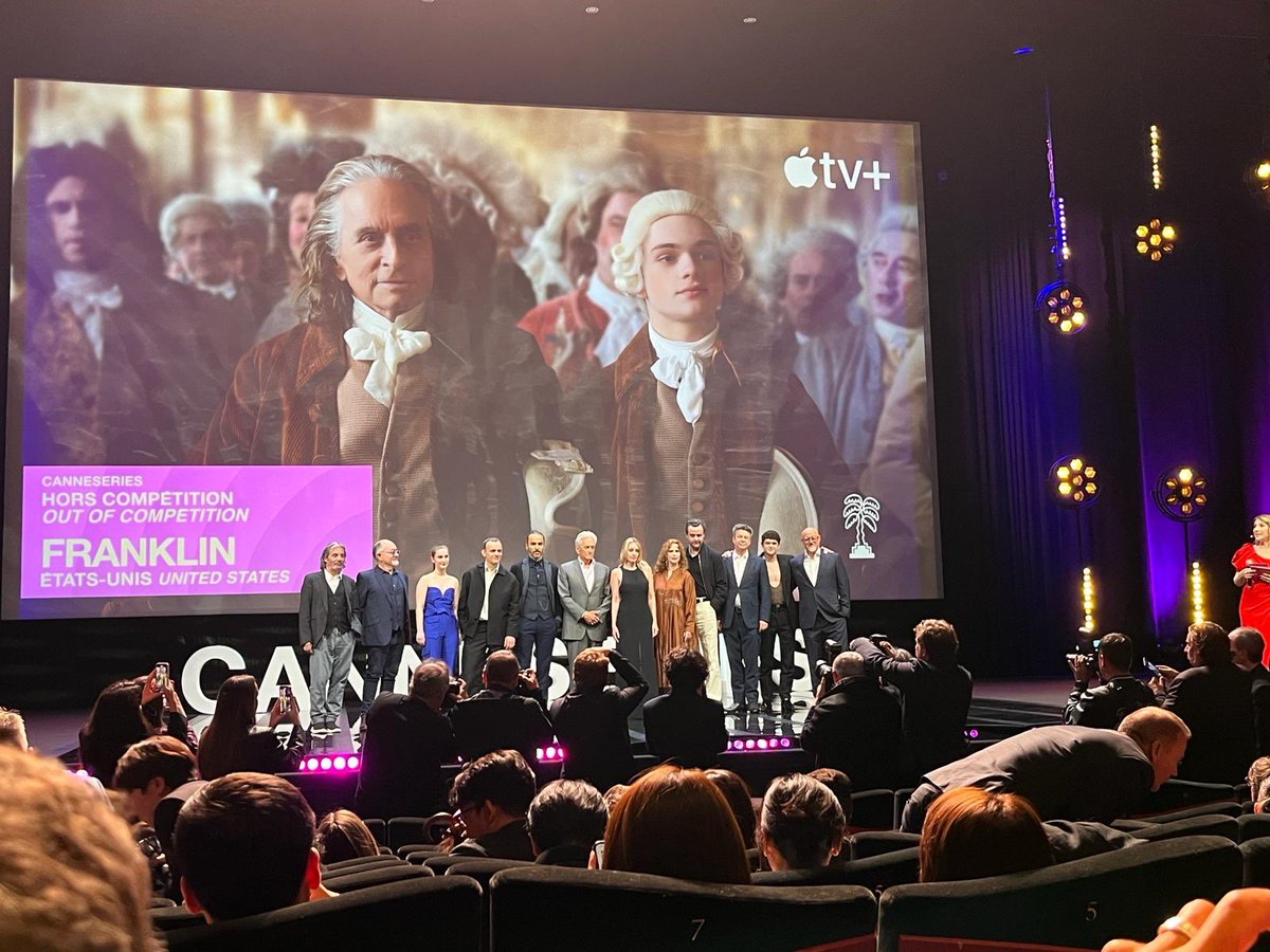 Oh, what a night 🎉 A three day whirlwind to @CANNESERIES for the world premiere of #Franklin in prep for today’s big launch on @AppleTV. Beyond blessed to work on this extraordinary production with so many talented folk who fill these pictures. Episodes 1-3 drop today 🎬🩷