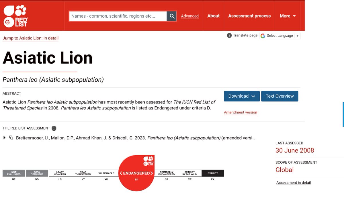 Some websites and newspapers mention the Asiatic Lion as Vulnerable, but the IUCN website still tags it as Endangered Can Someone please provide clarity on this? @IUCNRedList @naturiousoul @ParveenKaswan @GujForestDept @moefcc #UPSC #ENVIRONMENT
