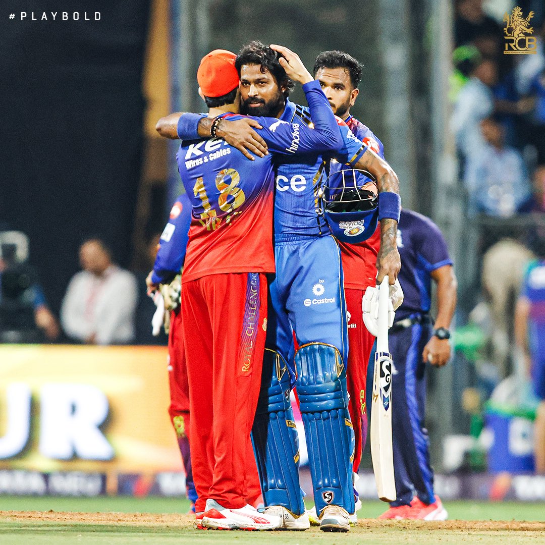 Spirit of Cricket 💯 Take away all his centuries and records and Virat would still be one of the greatest of the game. Irrespective of the match situation, he always calls for sportsmanship even for his opponents! 🙏 #PlayBold #ನಮ್ಮRCB #IPL2024 #MIvRCB