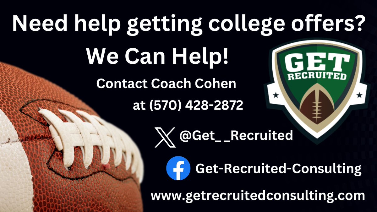 Questions about college recruiting? Get Recruited Consulting can help! Click to schedule a meeting with Coach Cohen: calendly.com/getrecruitedte… or call (570) 428-2872. We get results because we call coaches directly! @Coach_Brady @1of1lifeskills @jerryflora1 @GoMVB #recruiting
