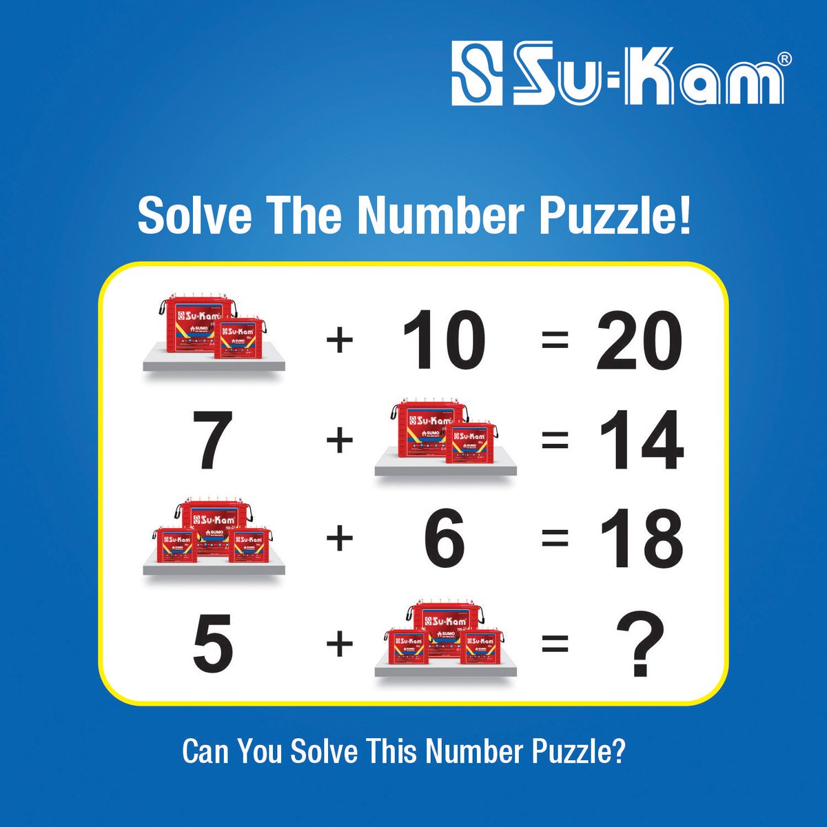 'Putting your puzzle-solving skills to the test! 📷 Can you crack it? #PuzzleFun'
.
#Sukam #sukambatteries #sukaminverters #sukamsolar
#fun #puzzle #sumobattery #longlasting