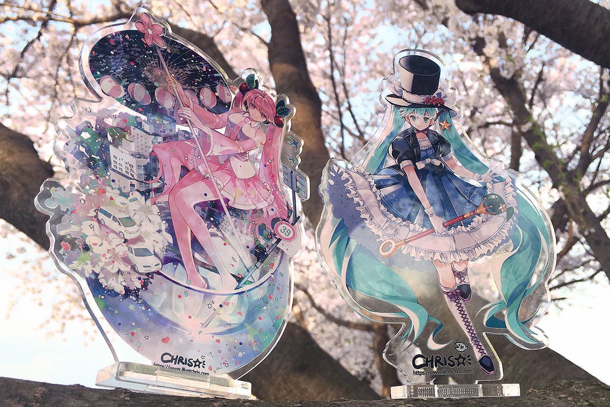 hatsune miku ,sakura miku long hair looking at viewer smile multiple girls hair ornament gloves dress  illustration images