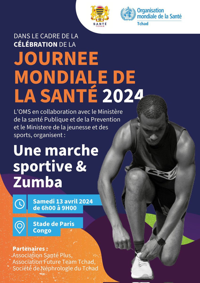 Rejoignez nous a la #marche sportive et #Zumba de la celebration de la #JournéeMondialedelasanté 2024.