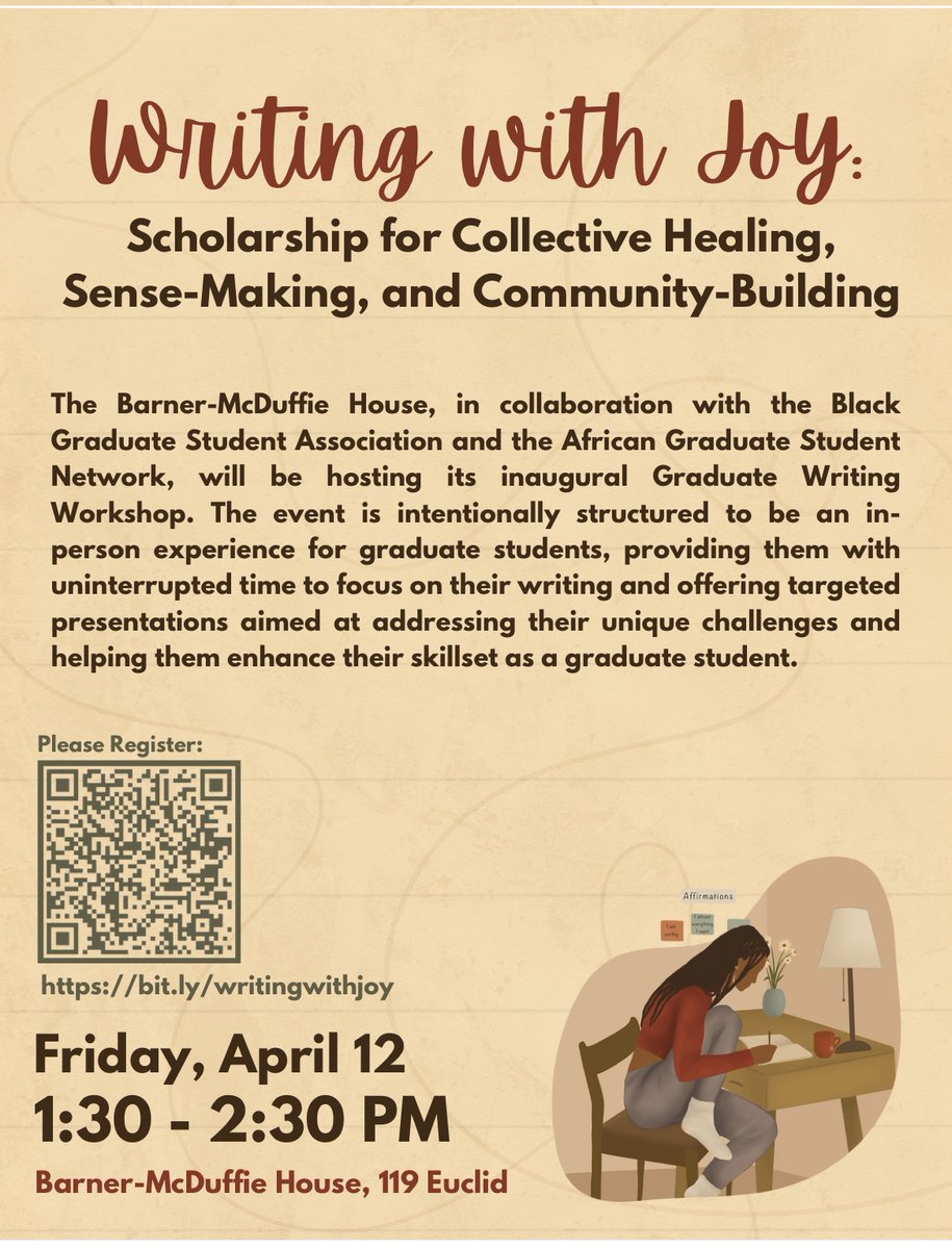 Happy to lead the 1:30-2:30 pm session today titled 'Writing with Joy: Scholarship for Collective Healing, Sense-Making, and Community-Building' as part of the day-long writing workshop today organized by @BGSASYR