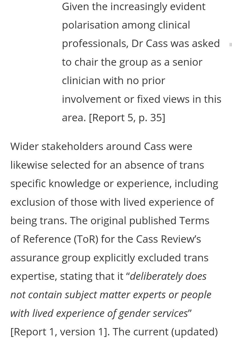 Imagine if the government commissioned a review of abortion services, and its terms of reference explicitly precluded anyone who'd had an abortion, or provided abortion services or support, from leading or advising the review. Would that be seen as 'neutral'?