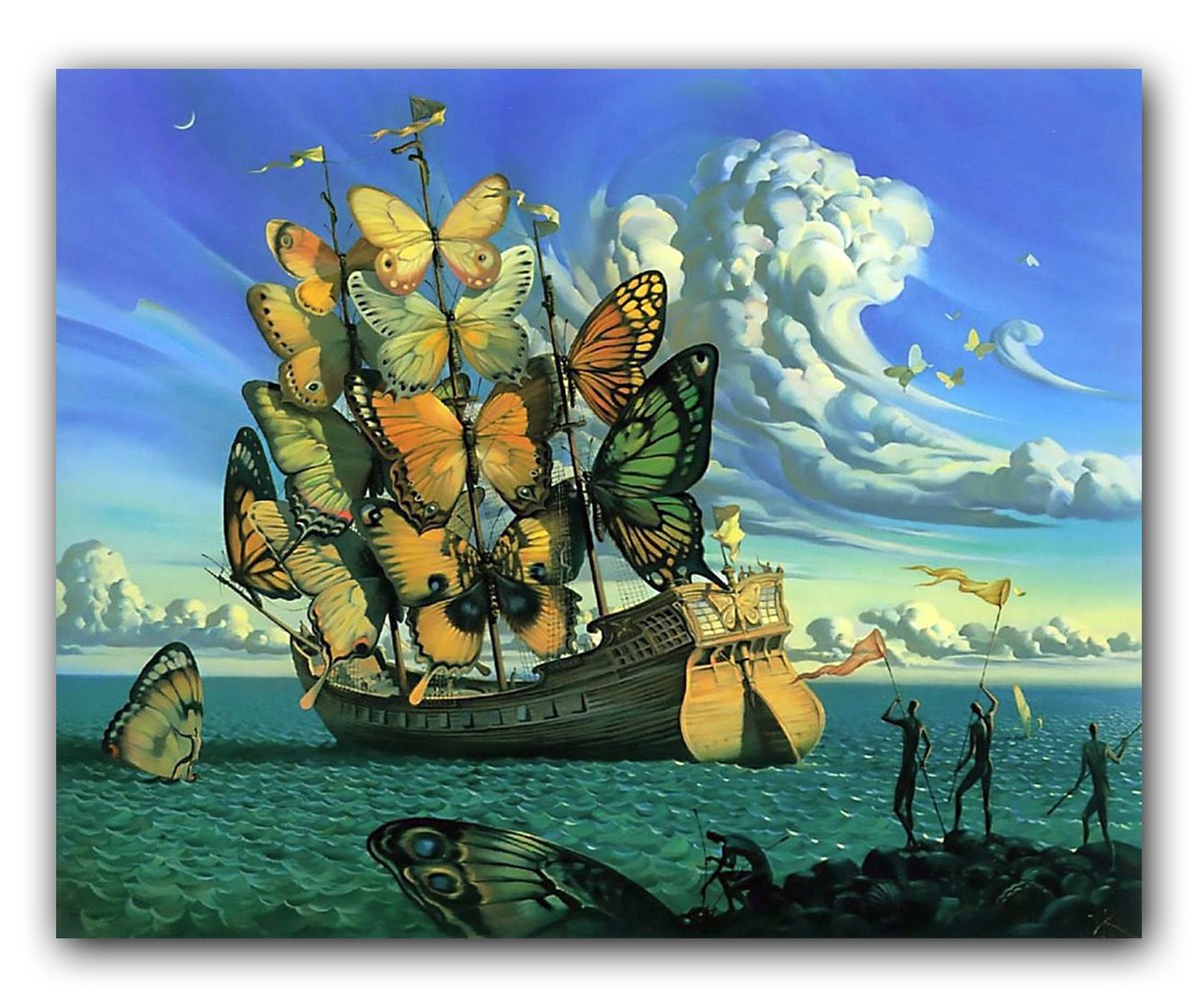 Art Inspiration For Today: A Week of Art by Salvador Dalí
Ship with Butterfly Sails by Salvador Dali (Spanish (1904-1989), oil on canvas, genre: Surrealism, 1937 #shipwithbutterflysails #salvadordali #artinspiration #oilpainting #fineart #surrealism #artonx #pohoartist