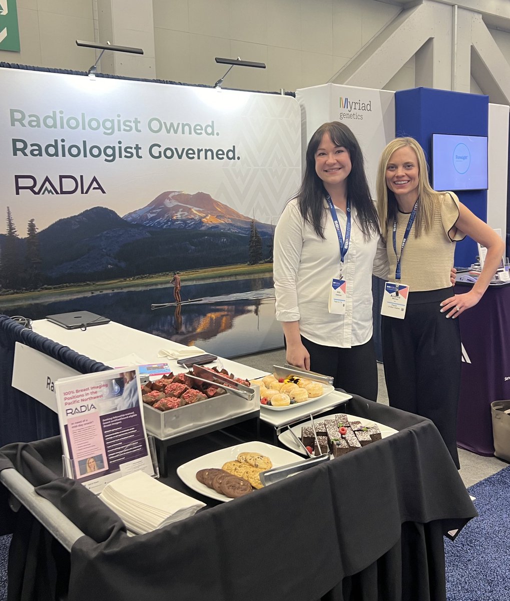 Great mammo group in the Seattle area. 🏔️Flexible scheduling, work life balance, $100k signing bonus. Come meet Abby & Shari at the Radia booth 100 to learn more. Delicious desserts & pastries 🥐 today at 2:30 pm today. #SBI2024 #SBIRFS #Radia #mammo