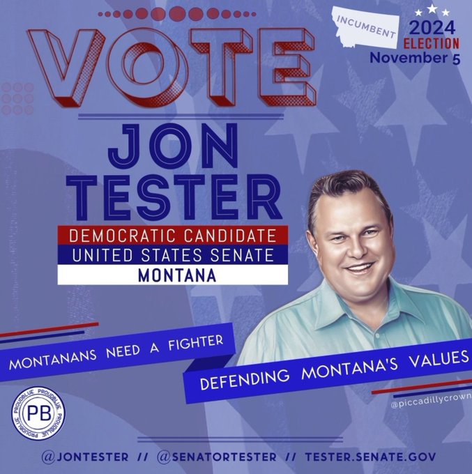 Re-Elect @jontester Montana Dem for U.S. SENATE 18 good years working hard for Montanans...Vets, Seniors, environment, heath care...He cares about what is good for you and will protect your rights. He IS a MONTANAN #Allied4Dems #ProudBlue #ResistanceUnited #VoteBIGblue