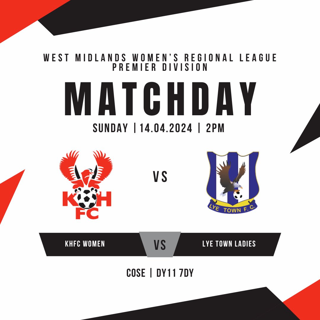 𝗨𝗣 𝗡𝗘𝗫𝗧 🆚 @lyetownladies 📆 Sunday 14th April ⏰ 2pm Kick Off 📍COSE | DY11 7DY 🎟️ £3 Adults | £1 Children (U16)