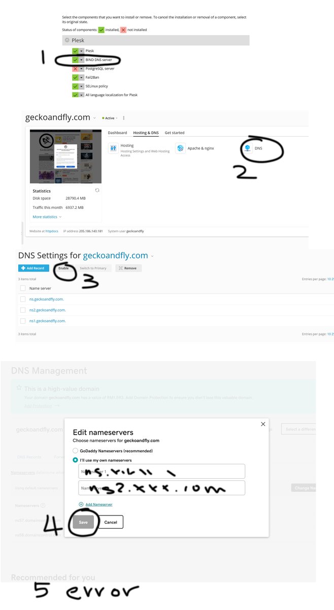 Geckoandfly's tweet image. After 7 hours of toying with the settings, I finally figure out how to resolves this. How to change my ns.mediatemple.net nameserver to ns.godaddy.com

you&apos;ll need to have a VPS plesk server. By enabling your own DNS Bind.

#mediatemple #godaddy #nameserver