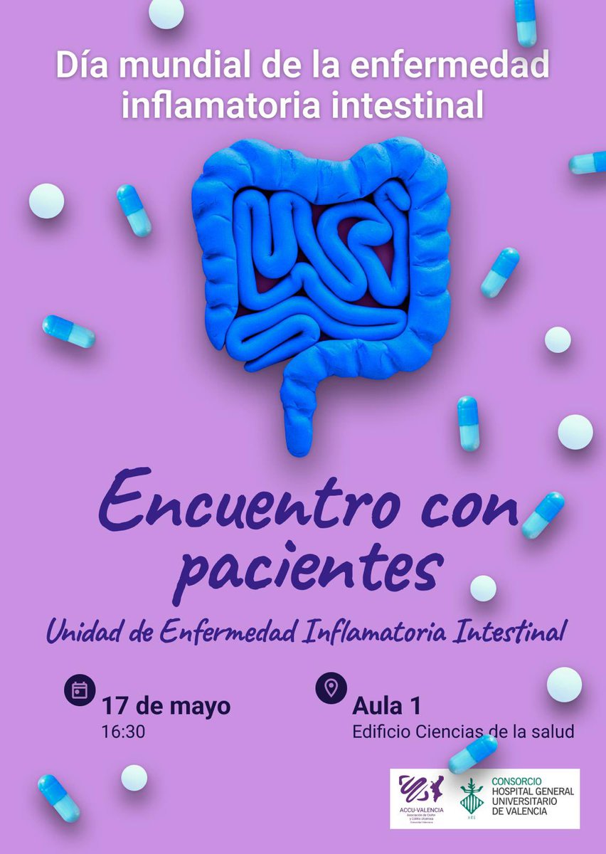 Pronto se acerca el día mundial de las EII y de nuevo queremos celebrarlo con vosotros! 🥰
El 17 de mayo nos reuniremos en el Edificio de Ciencias de la Salud.