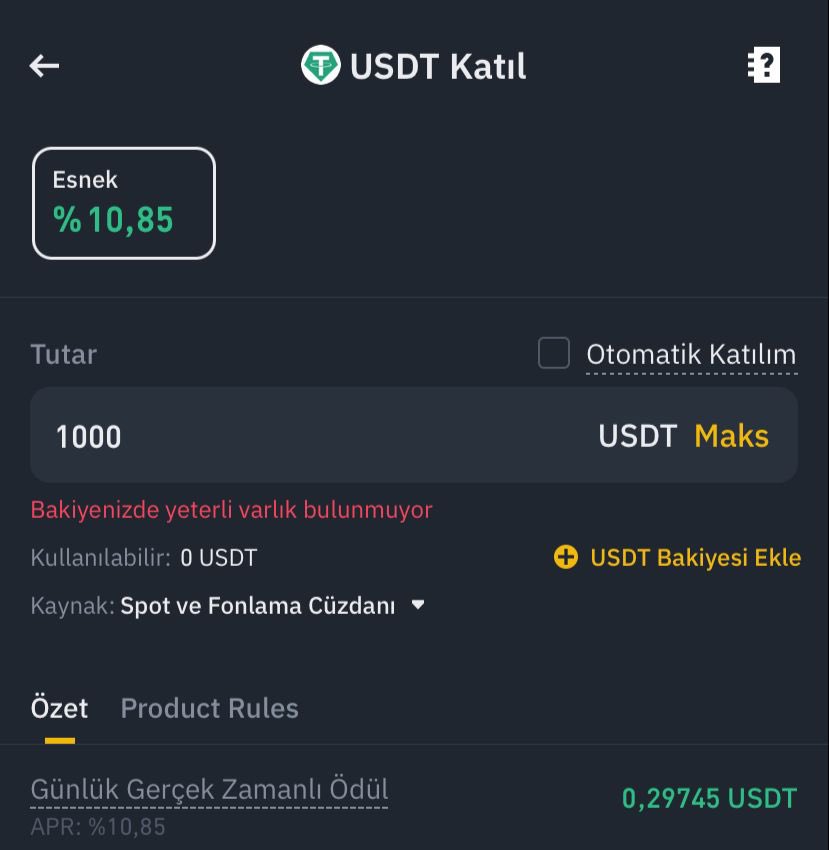 #Binance borsasının oldukça faydalı ve kazançlı bir sistemi olan #Binance Earn’den bahsedeceğim. Birçoğumuz uzun vadeli coinler tutuyoruz ve bekliyoruz. İşte hem #HODL edip hem coin kazanmanın alternatifi tam olarak #Binance Earn. Şimdi, 1000 USDT’ye sahip olduğumuzu ve %10.81