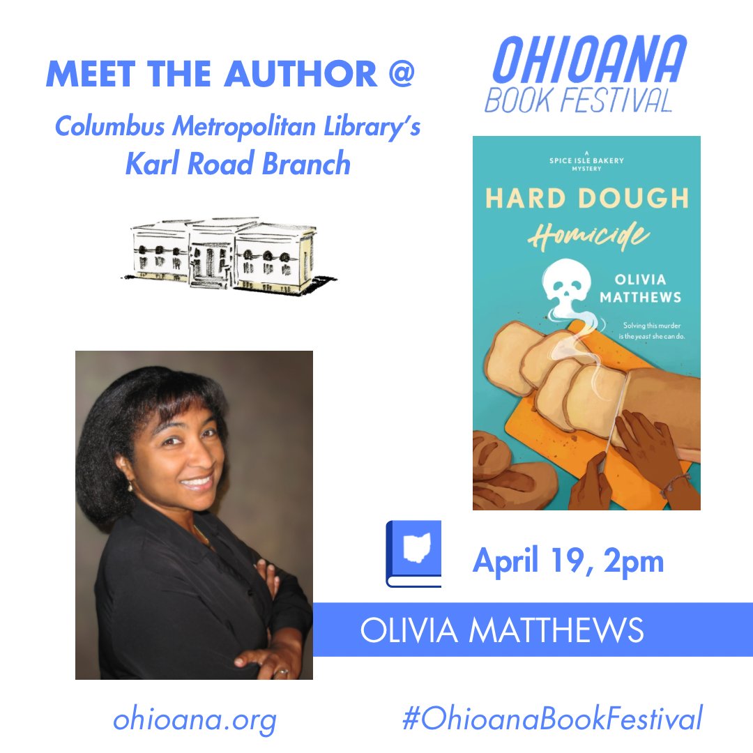 Join me at the Columbus (Ohio) Metropolitan Library’s Karl Road branch at 2 pm, 4/19. I’ll discuss HARD DOUGH HOMICIDE & other books, & answer reader questions, events.columbuslibrary.org/event/10382438; @columbuslibrary @Ohioana #OhioanaBookFestival #BookEvent #AuthorVisit