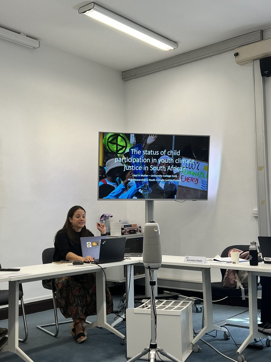 CCL's senior attorney and PhD researcher, @lieslmul presenting on day 2 of the children’s rights and environmental rights workshop at @IISJOnati #ClimateJustice #ChildRights