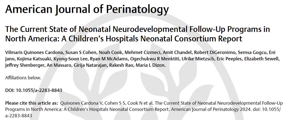👶🌐 Our CHNC report unveils vital trends in Neonatal Neurodevelopmental follow-up across North America ✨ 97% have formal programs! #NeuroNurture #EarlyBrainCare 🔗 thieme-connect.com/products/ejour…