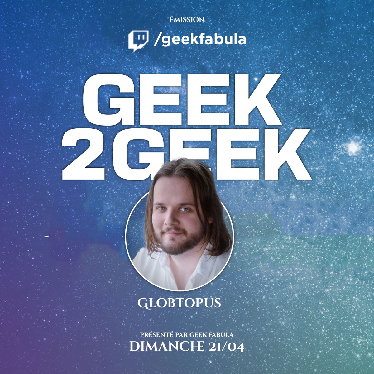 Pour notre prochain Geek 2 Geek, j'ai le plaisir de recevoir @globtopus ! On pourra parler de sa (grande) expérience dans le JDR et l'actual play, et je suis sur que ce sera passionnant ! Sortez les agendas !