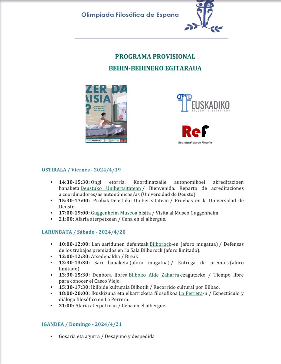 PROGRAMA PROVISIONAL OFE, BILBAO, 2024