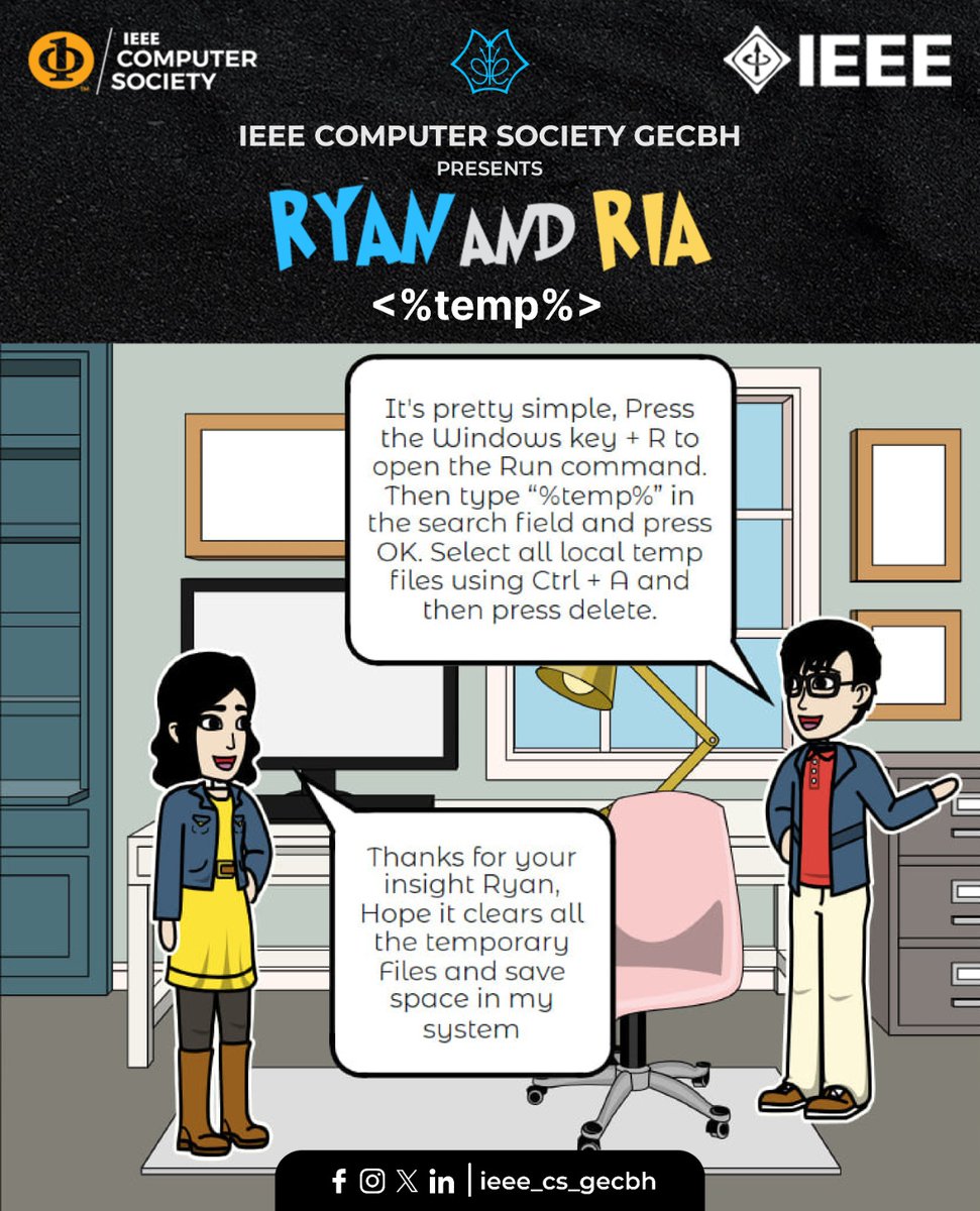 IEEE Computer Society SBC GEC Barton Hill, Trivandrum presents

Ryan and Ria
<%temp%>

#ieee #ieeecs #ieeecsks #ieeeks #tips #ryanandria #tricks #technology #pc