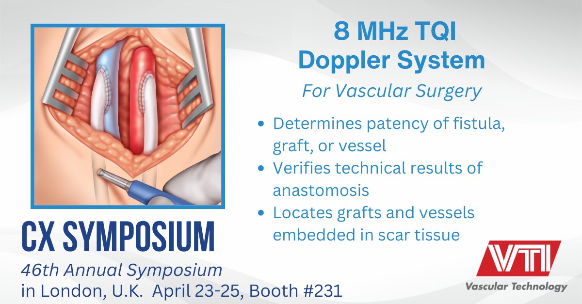 The 8 MHz Trans-Q-taneous Intraoperative Doppler (TQI) System has two distinct modes of operation: transcutaneous and intraoperative. Visit VTI booth #231 #CX2024 to hear the SOUND of reliability! Learn more 👉 vti-online.com/products/doppl… #DopplerProbes #vascularsurgery