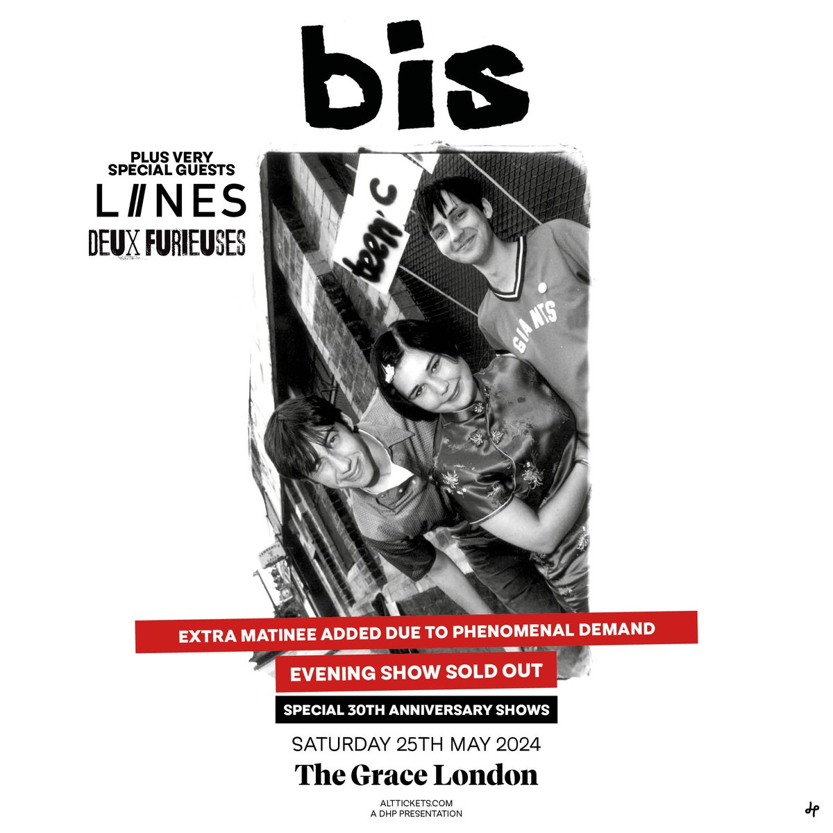Delighted to join Glaswegian legends @thebandbis at their 30th Anniversary shows @thegraceldn Sat 25 May with @WEARELIINES! Manda once interviewed Ros about her band Shriek in her zine, great to play together again! Sold out, matinee tix only, doors 3pm! alttickets.com/bis-tickets/lo…