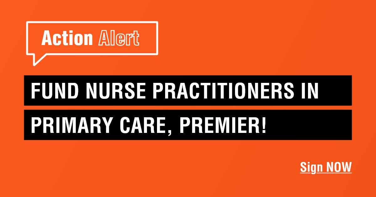#DidYouKnow: One in three Ontarians do not have timely access to care when they are sick.

✅Publicly-funded nurse practitioners are the solution.

Sign our #ActionAlert to call on Premier @fordnation & Minister @SylviaJonesMPP to #FundNPs in Ontario now: RNAO.ca/policy/action-…