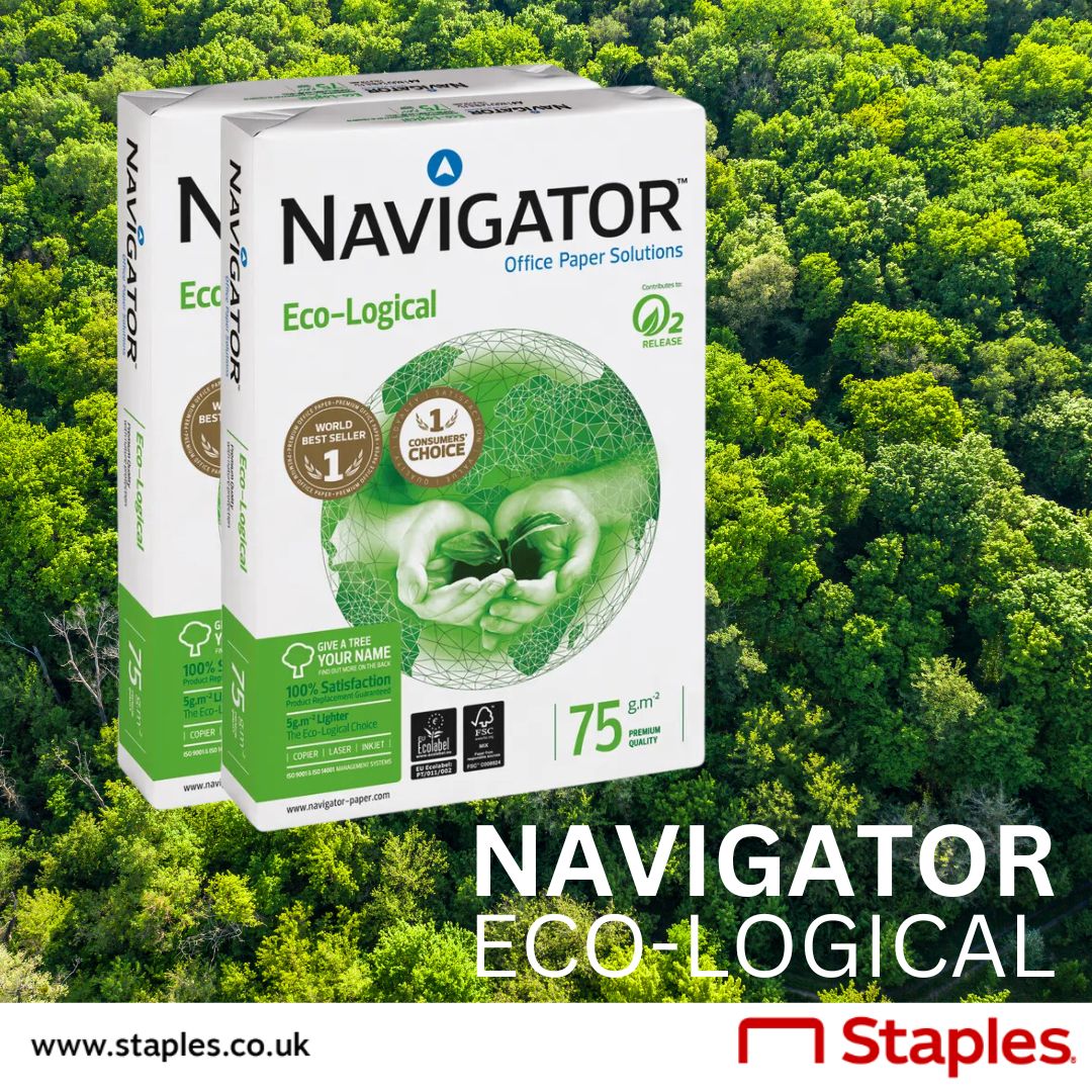 Go green with Navigator Eco-Logical Paper! 🌿📄 Perfect for eco-conscious individuals, this paper is environmentally friendly without compromising quality🌳 🔎 Product Code: 2041510 - #StaplesUK #Navigator #NavigatorPaper #EcoPaper #OfficePaper