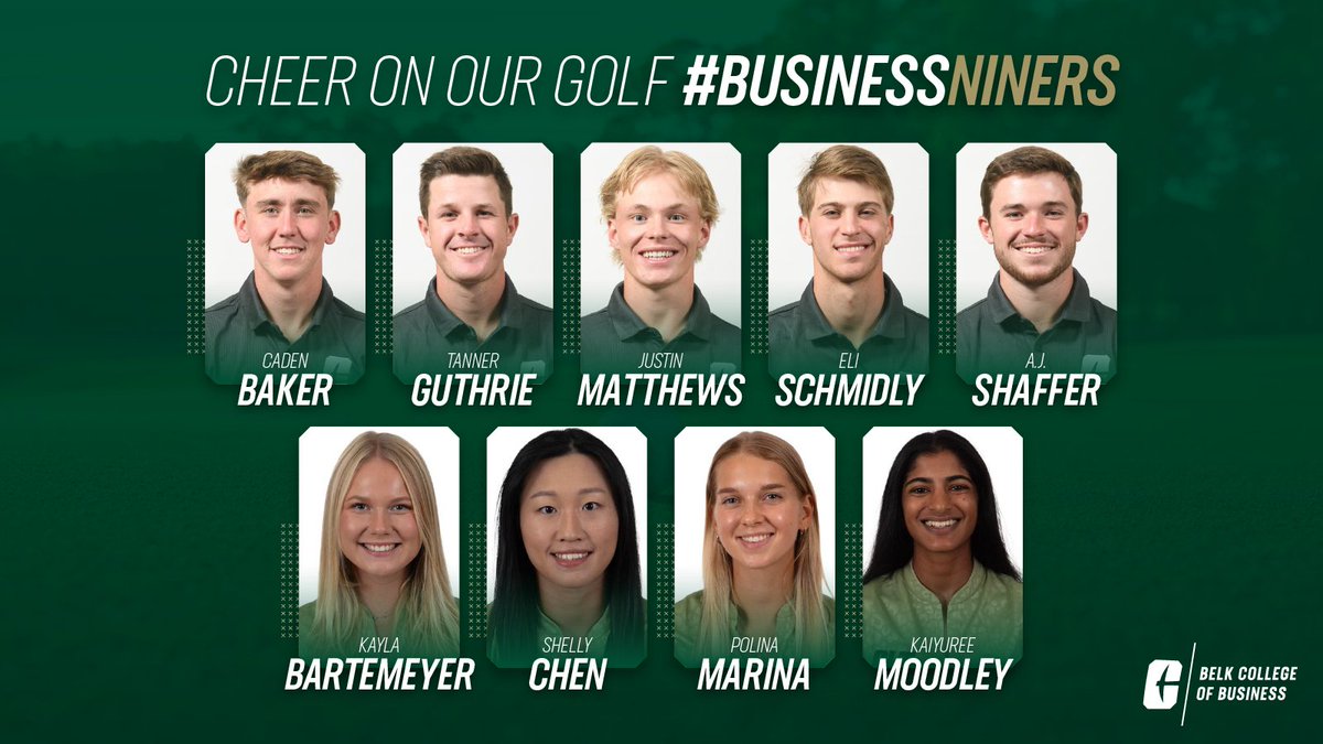 Join us in cheering on @CharlotteMGolf and @CharlotteWGolf as they gear up for the @American_Conf Championships next week. Special shout-out to the #BusinessNiners on the teams!