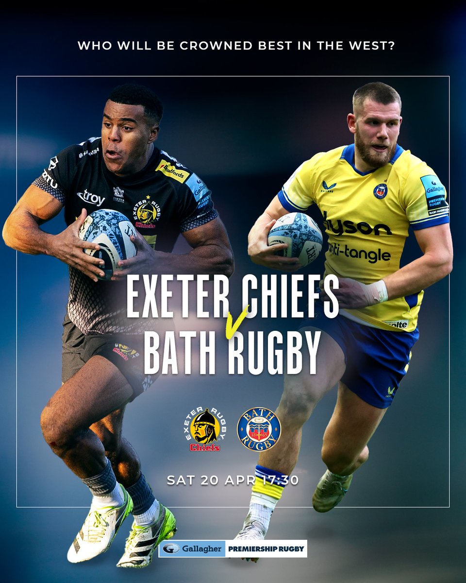 The Run-In continues! 👊 Just 1⃣ week to go until we take on Bath in the Prem. 🎟️ bit.ly/Bath-20-04 With over 13,000 tickets sold already, don't miss out on seeing who will be crowned best in the West! 👑 #EXEvBAT | #JointheJourney | @premrugby