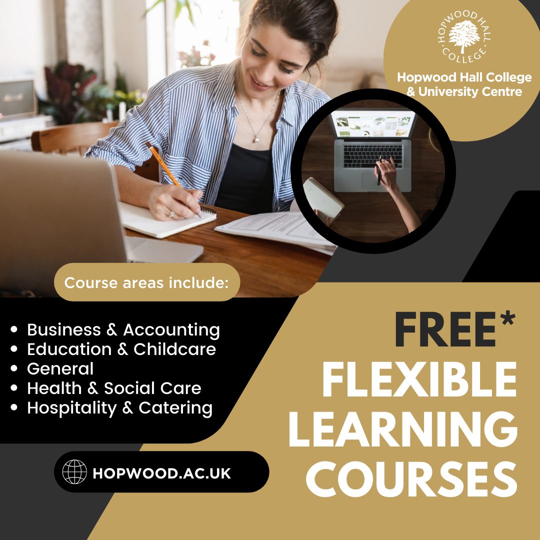 Our Flexible Learning courses are a brilliant way to develop your knowledge and upskill in your current career. Choose from our range of FREE* courses to study from the comfort of your own home. Explore our full offer and apply today: ow.ly/iev750RbrC1