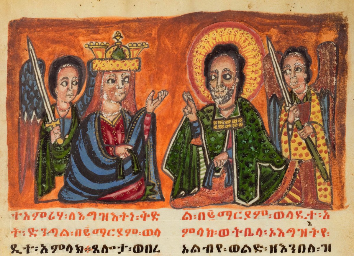 – Hello, Mother!
– Hello, Son!

Ethiopia, 19th c.   #StMary #JesusChrist #angels #africanart