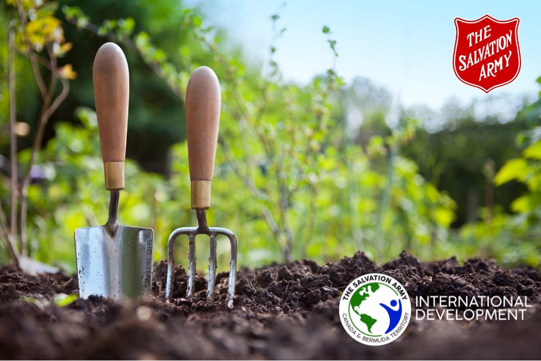 The Salvation Army's Gifts of Hope program provided families in Kenya with seeds and gardening tools. This enabled them to have consistent food security and generate income by selling the crops.