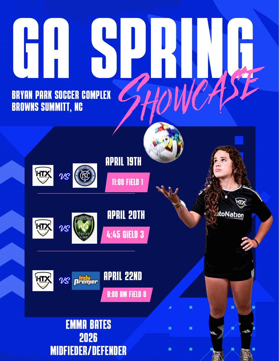 1 week away from GA Spring showcase. I’m excited to play with my teammates and show out for coaches across the nation. Hope to see ya there💪🏼⚽️🥅