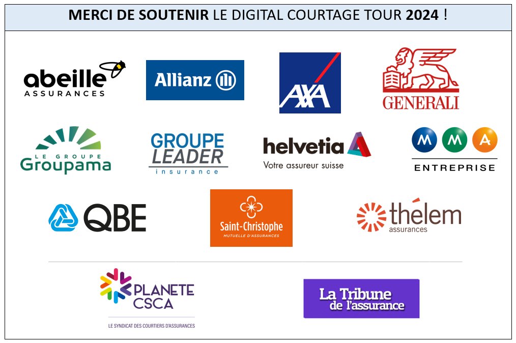 📢 #DigitalCourtageTour :  Nos soutiens🏋️
 🙏🏻 Merci à tous !
 
#Courtiers, 🗓️RDV avec vos inspecteurs, les experts du digital et conformité à Rennes (18/04), Lyon (30/04), Paris (16/05), Lille (23/05) et Marseille (30/05).
 
🎯 Inscription gratuites 👉 digitalcourtagetour.fr