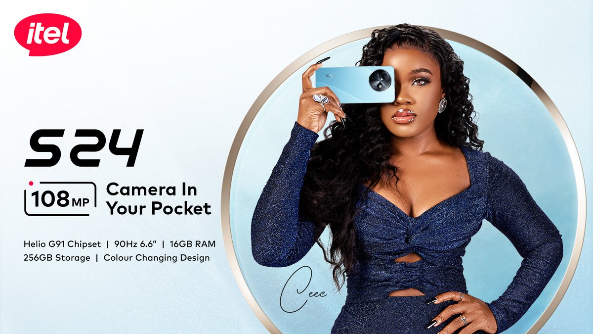 Lights. Camera. Action! Embark on your journey and capture every moment with the itel S24, just like @Official_CeeC! #itelS24 #108MPCameraInYourPocket