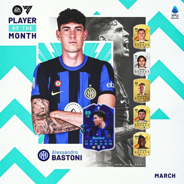 🚨 OFFICIEL ! Alessandro Bastoni est élu 𝗝𝗢𝗨𝗘𝗨𝗥 𝗗𝗨 𝗠𝗢𝗜𝗦 𝗗𝗘 𝗠𝗔𝗥𝗦 en Serie A ! 🇮🇹🎖️