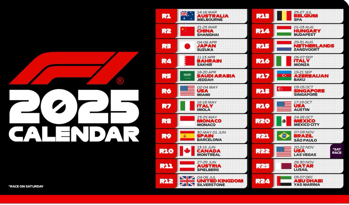 Para que vayan haciendo sus planes #F12025 calendario oficial