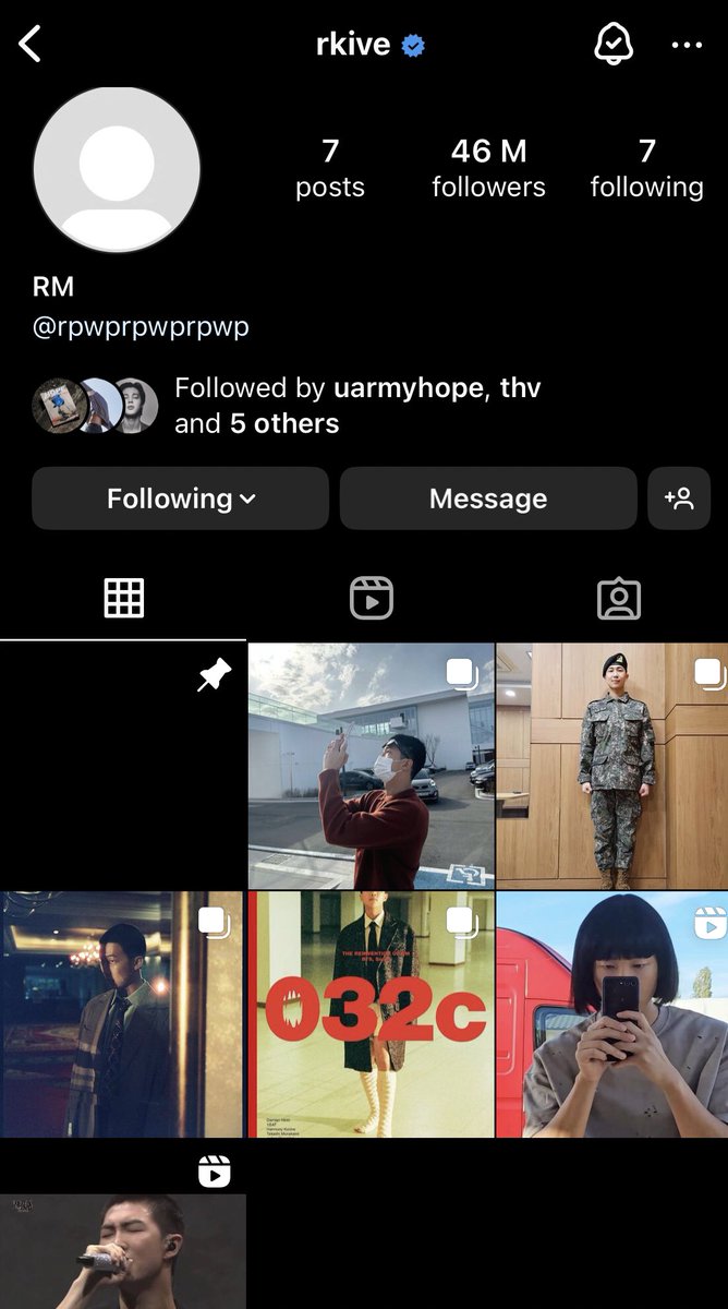 Namjoon removed his Instagram pfp and deleted his posts — Leaving the post number to 7