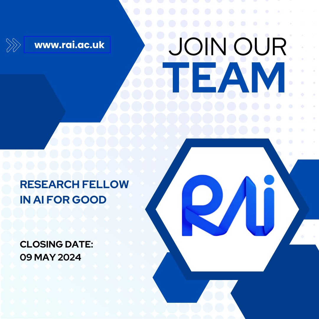 📢We are looking to #hire 'Research Fellow in #AI For Good' and work at @unisouthampton on the exciting @responsibleaiuk programme. You will be a part of a multi-disciplinary team led by our CEO Professor @gramchurn Closing Date: 09 May 2024 Details 👇 jobs.soton.ac.uk/Vacancy.aspx?r…