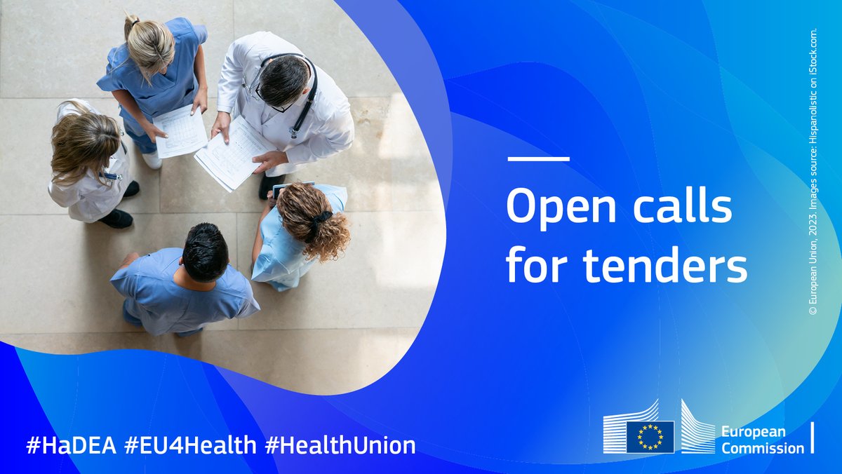 Don't miss the open #EU4Health calls for tenders:
🔹 Continuous learning programme - EU Health Union Professional Network: 15/04
🔹 Anti-tuberculosis medicines for children: 25/04
🔹 Intelligence-gathering on priority health threats and MCMs: 15/05
hadea.ec.europa.eu/calls-tenders_…