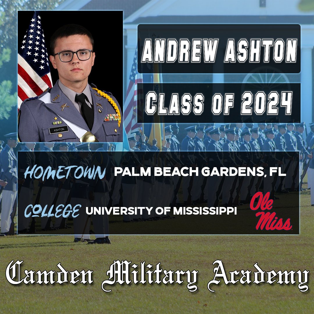 Congratulations to Cadet Andrew Asthon! #camdenmilitary #seniorspotlight