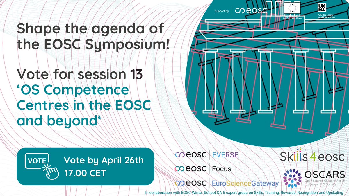 Vote for 'Open Science Competence Center in the EOSC & Beyond' at EOSC Symposium 2024! Skills4EOSC proposes a Competence Center Network for the EOSC to shape #OpenScience in Europe! eosc.eu/symposium2024/ #Skills4EOSC #EOSCSymposium #OpenScienc