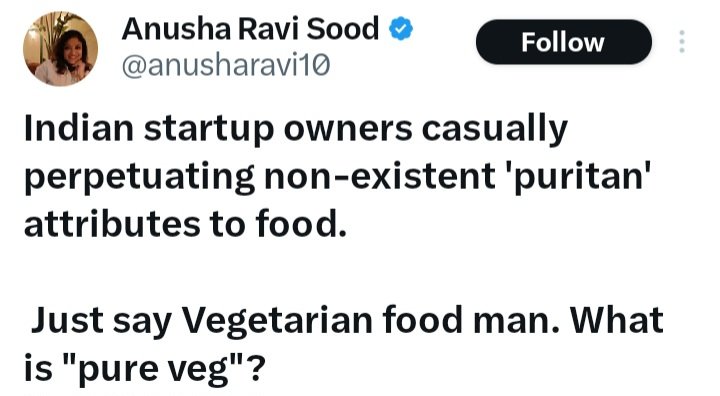 'Pure veg' is also a 'food choice' and there is no need to humiliate & mock anyone for that.